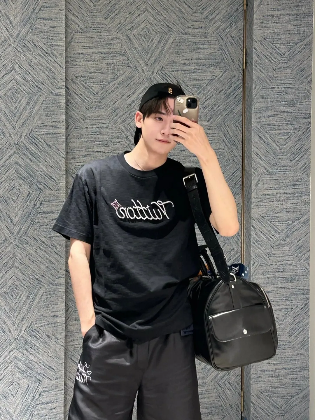 Louis Vuitton/Louis Vuitton suffix beaded checkerboard short sleeves